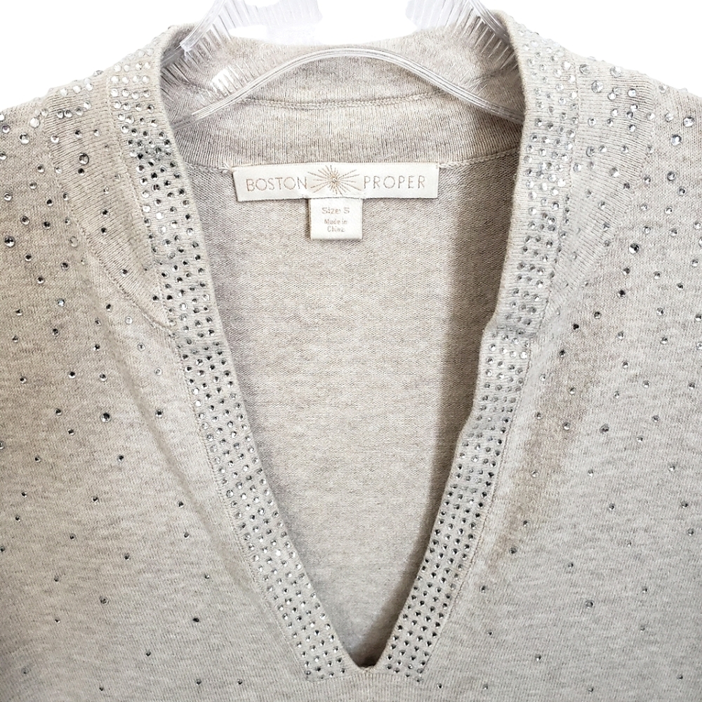 Boston Proper Oatmeal Longsleeve V Neckline With … - image 4